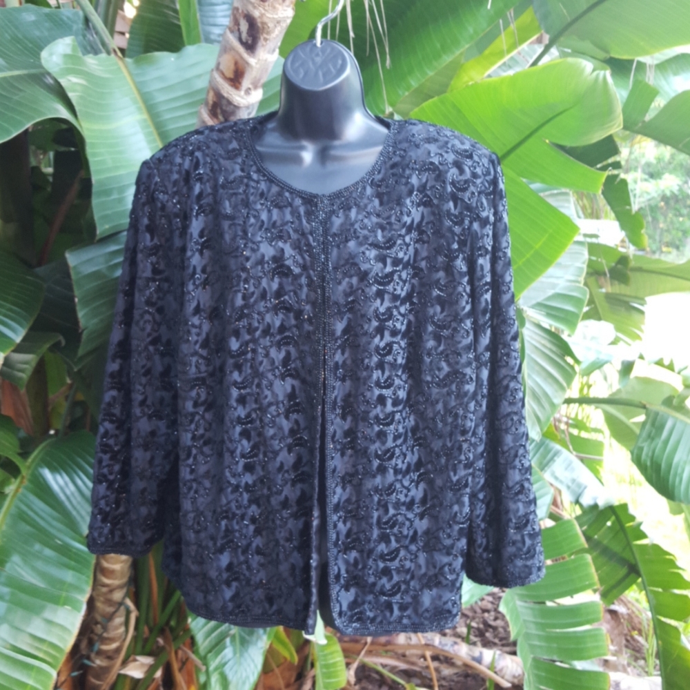 Sequin and beaded silk jacket